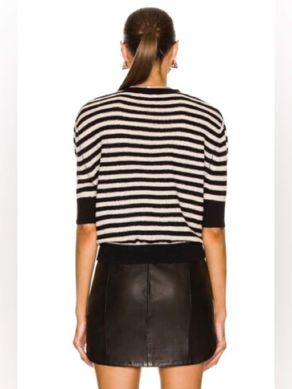 Khaite Dianna Short-Sleeve Striped Cashmere Cardigan - Small - Picture 3 of 10